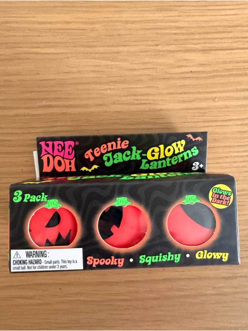 Needoh Teenie Jack-Glow Lanterns 3-Pack - Glow Squishy Pumpkins